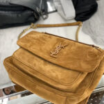Saint Laurent Niki Medium In Suede And Smooth Leather 498894 Coffee